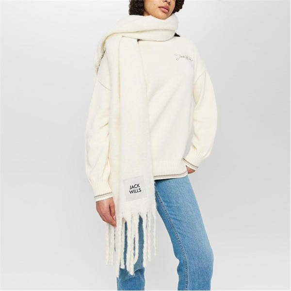 Jack Wills Fluffy Scarf Cream