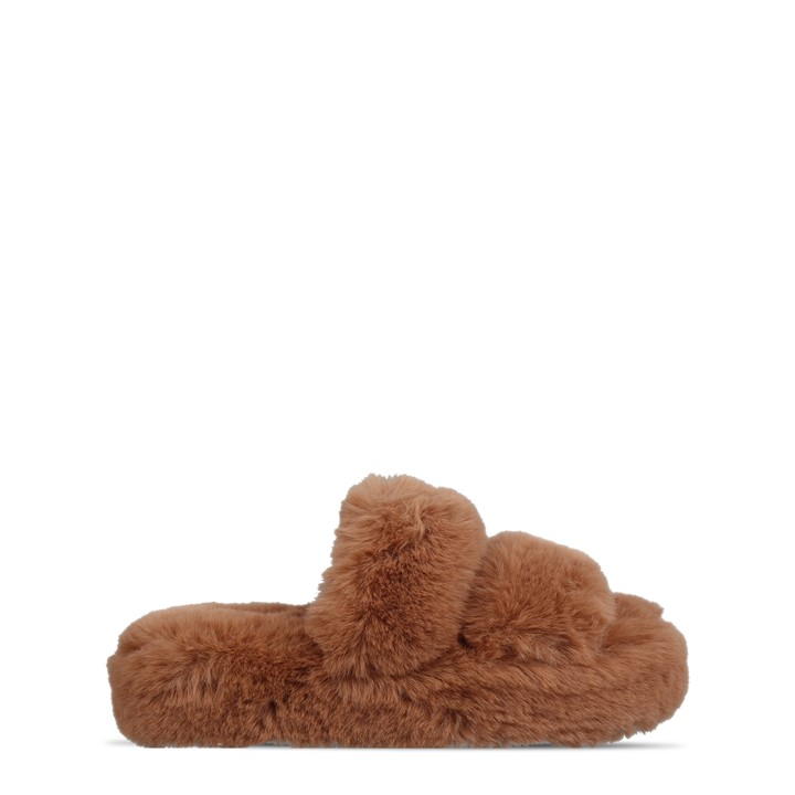 Jack Wills Fluffy Strap Slipper Camel