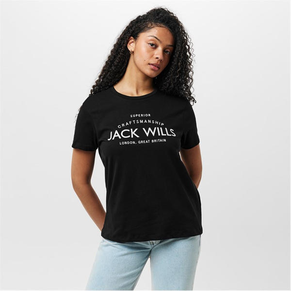 Jack Wills Forstal Boyfriend T Shirt Black