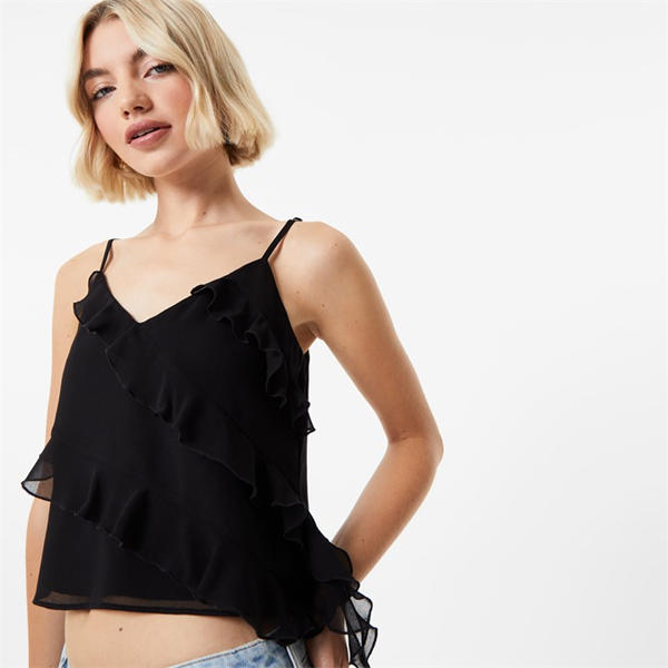 Jack Wills Frill Cami Top Black