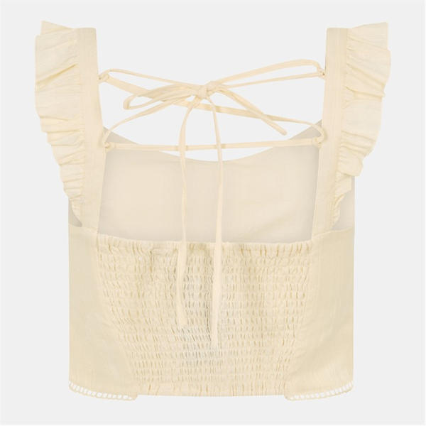 Jack Wills Frill Sleeve Top Buttercream