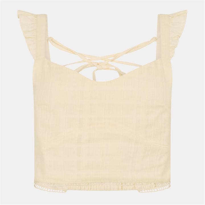 Jack Wills Frill Sleeve Top Buttercream