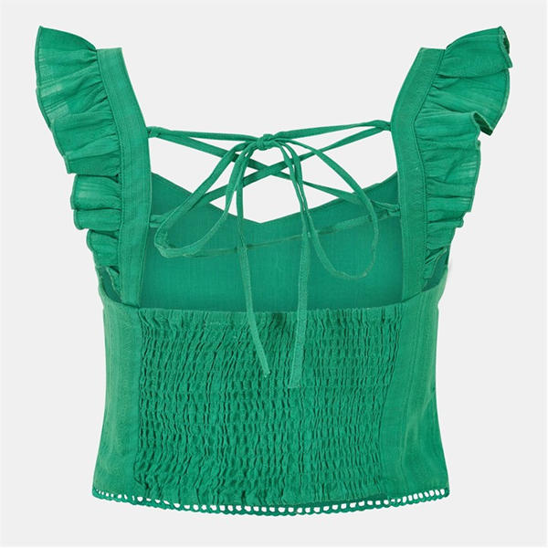 Jack Wills Frill Sleeve Top Clover