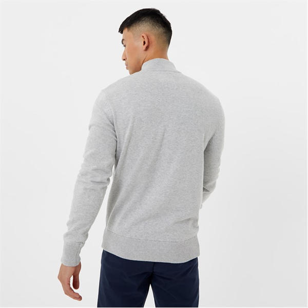 Jack Wills Funnel Neck Half Zip Jumper Men Lt Ash Marl