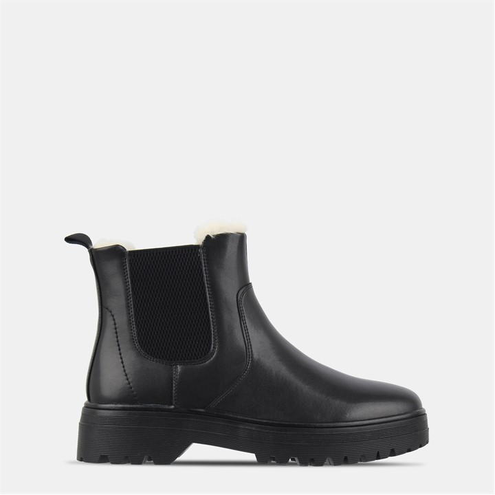 Jack Wills Fur Chelsea Boots Black