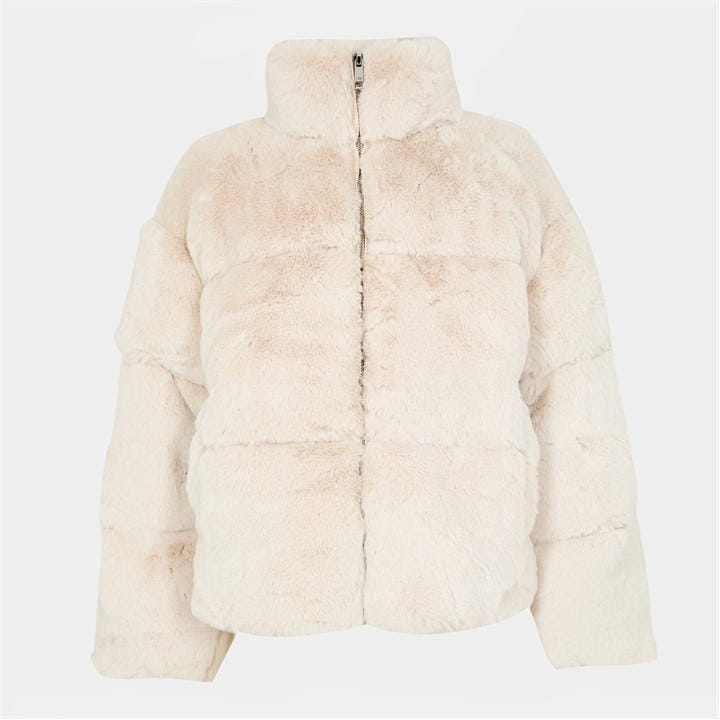 Jack Wills Fur Puffer Jacket Cream