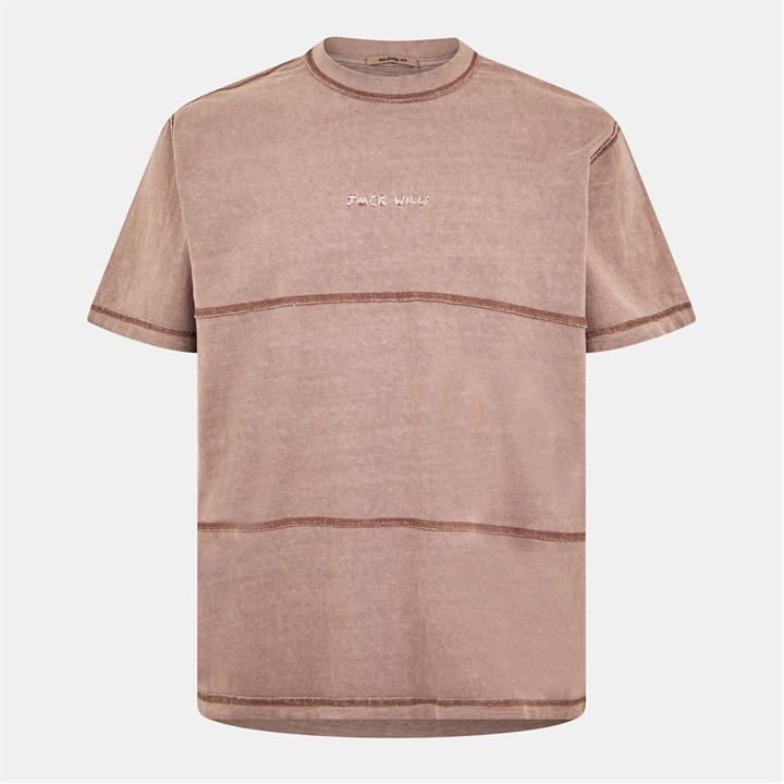 Jack Wills Garment Dye T Shirt Brick Pink