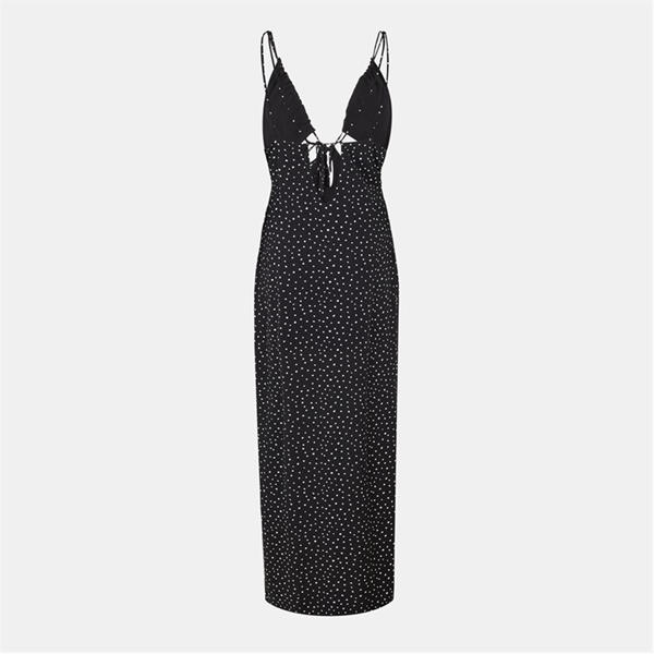 Jack Wills Gathered Bust Maxi Dress Black Print