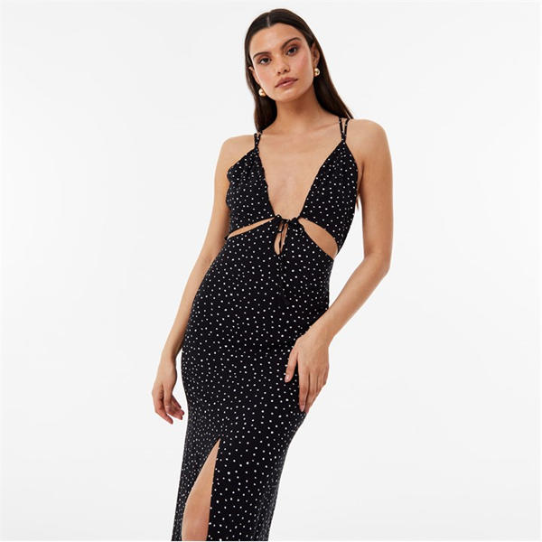 Jack Wills Gathered Bust Maxi Dress Black Print