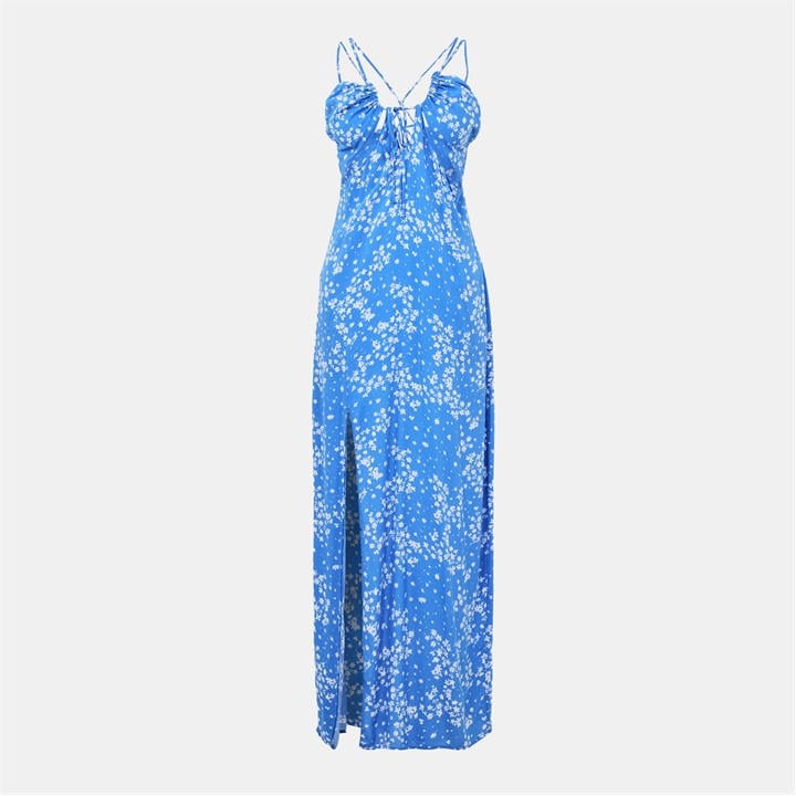 Jack Wills Gathered Bust Maxi Dress Blue Print