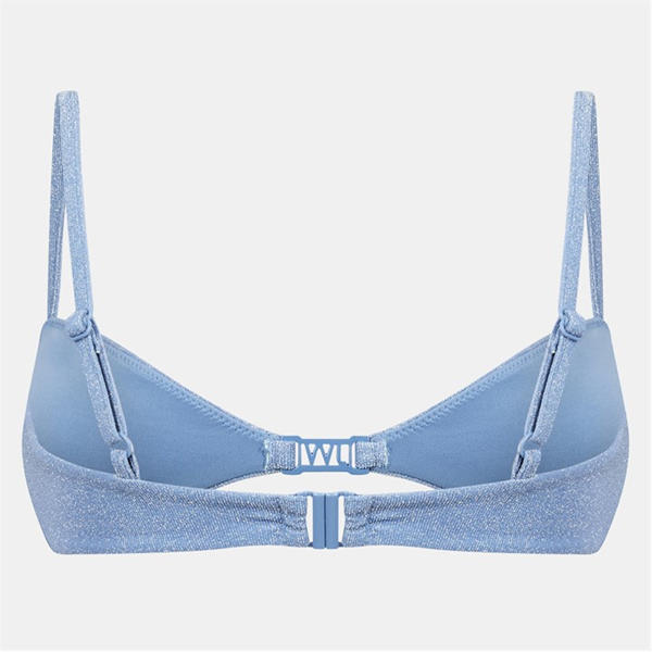 Jack Wills Glitter Clasp Front Bikini Top Soft Blue