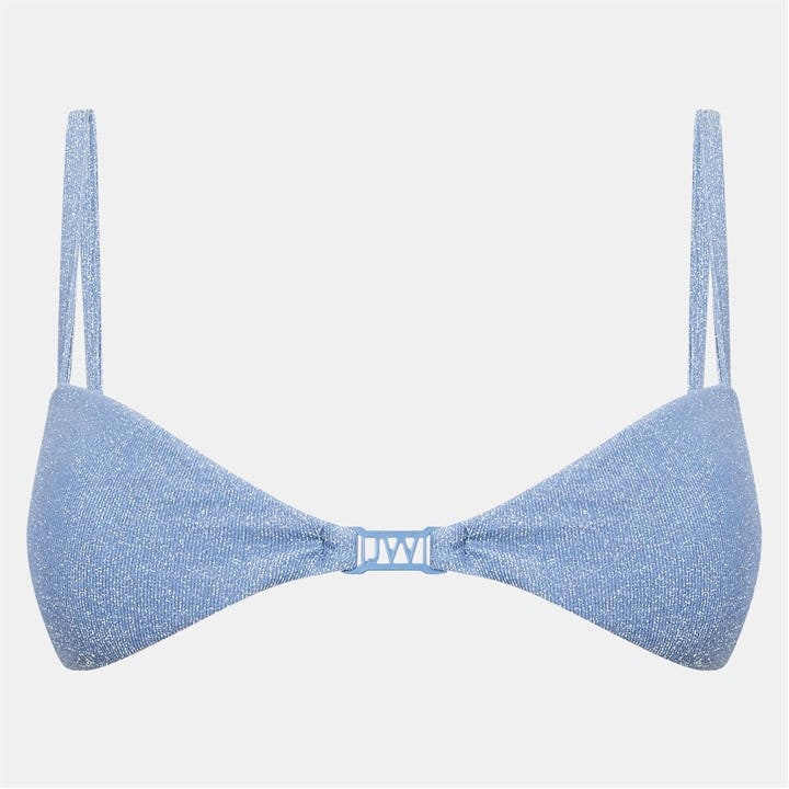 Jack Wills Glitter Clasp Front Bikini Top Soft Blue