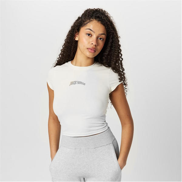 Jack Wills Graphic Cap Sleeve T Shirt Vintage White