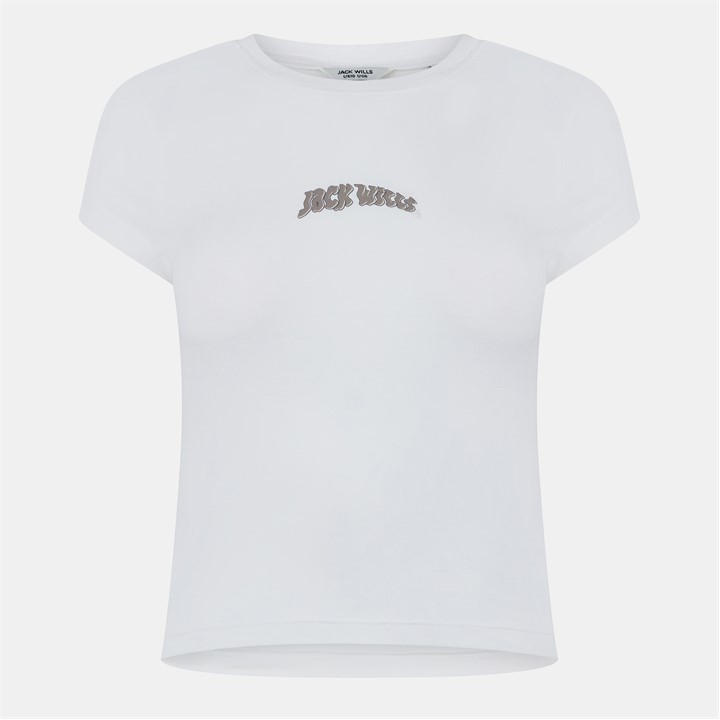 Jack Wills Graphic Cap Sleeve T shirt Vintage White