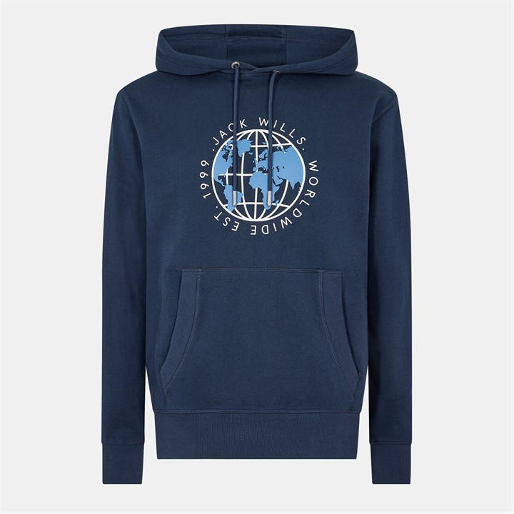 Jack Wills Graphic Hoodie Mens Sapphire Navy