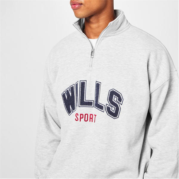 Jack Wills Graphic Quarter Zip Ice Marl