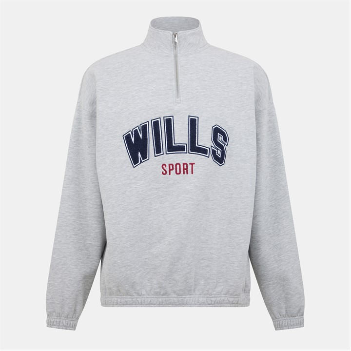Jack Wills Graphic quarter Zip Ice Marl