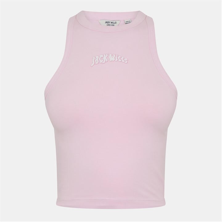 Jack Wills Graphic Racernack Tank Pink Icing