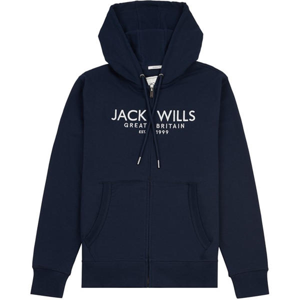 Jack Wills Graphic Zip Hoodie Mens Sapphire Navy