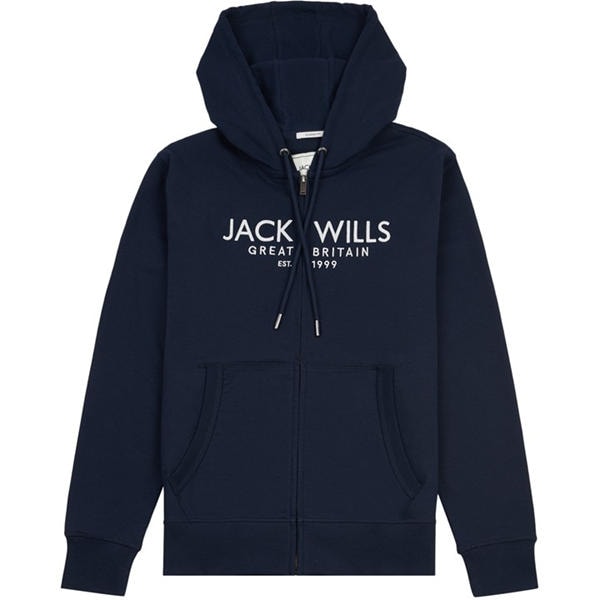 Jack Wills Graphic Zip Hoodie Mens Sapphire Navy
