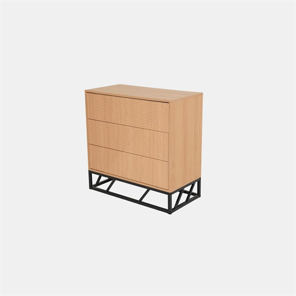 Jack Wills Grooved Oak Colour Wooden Chest Of 3 Drawers Brown