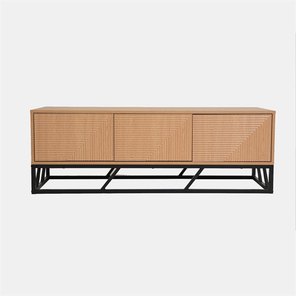 Jack Wills Grooved Oak Colour Wooden TV Unit 3 Doors Brown