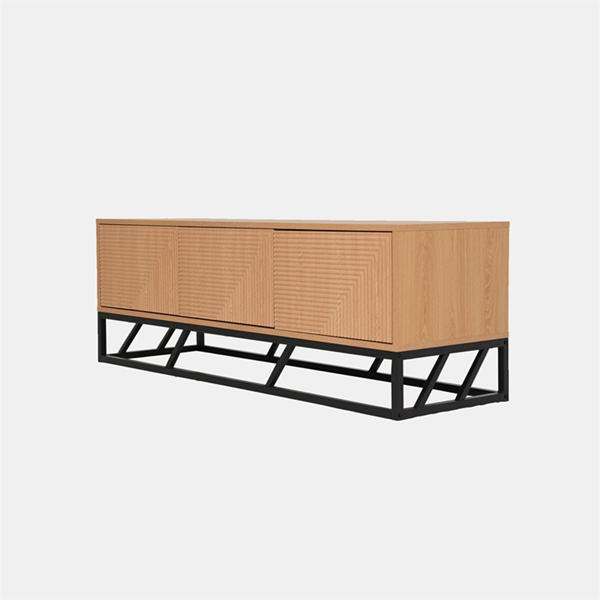 Jack Wills Grooved Oak Colour Wooden TV Unit 3 Doors Brown