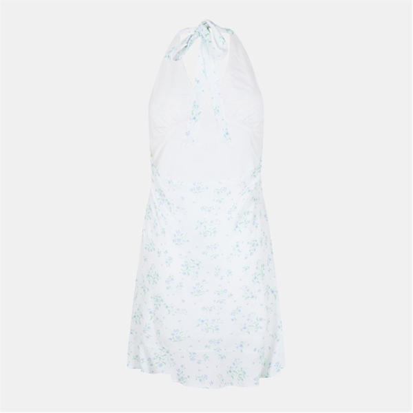 Jack Wills Halter Mini Dress White/Blue Dits
