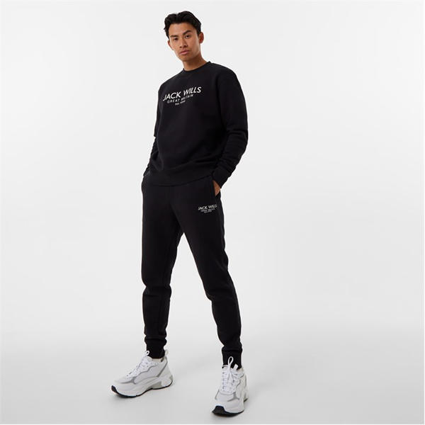 Jack Wills Haydor Logo Joggers Mens Black