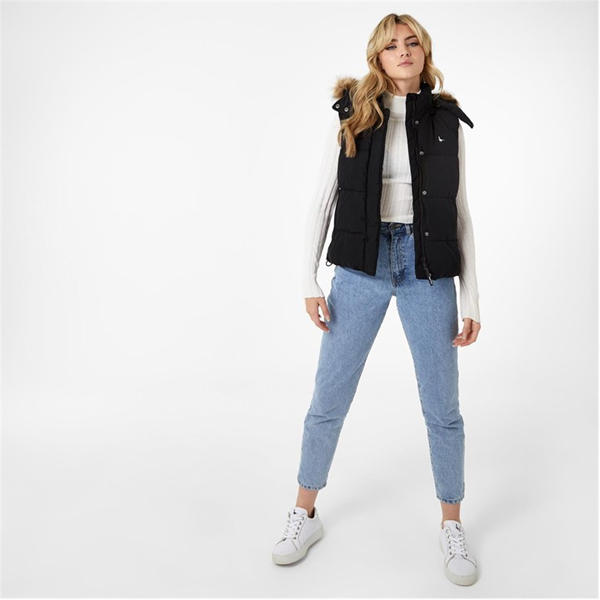 Jack Wills Heritage Puffer Gilet Womens Black