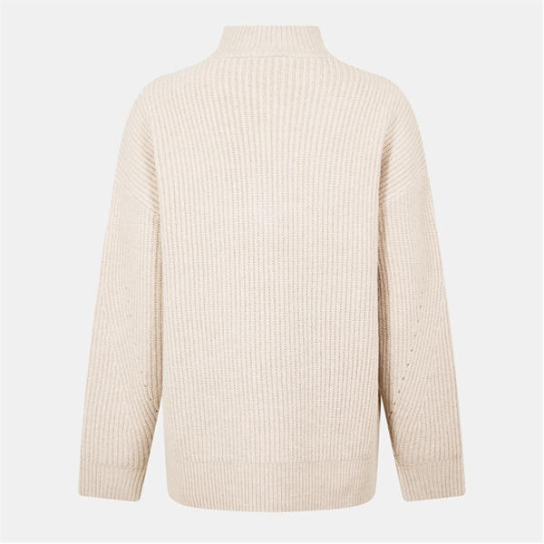 Jack Wills High Neck Zip Knitted Jumper Stone