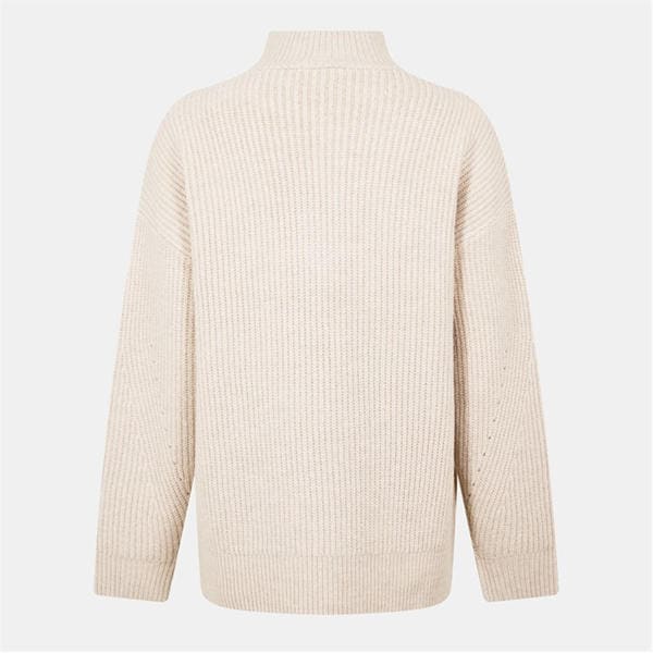 Jack Wills High Neck Zip Knitted Jumper Stone