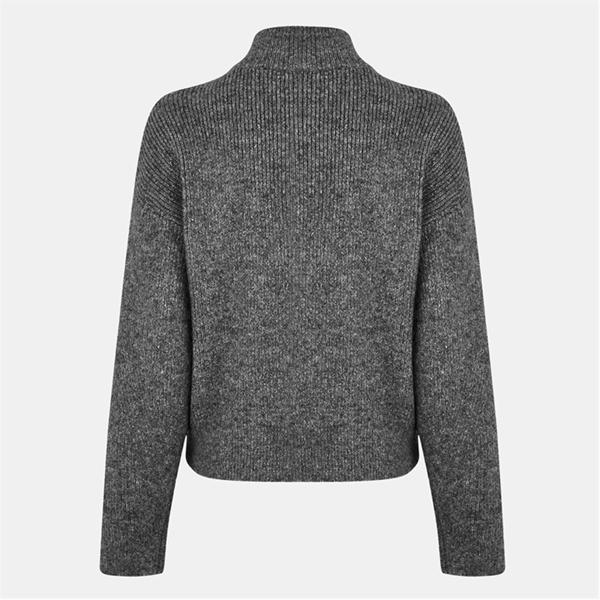 Jack Wills High Neck Zip Through Jumper Charcoal Marl