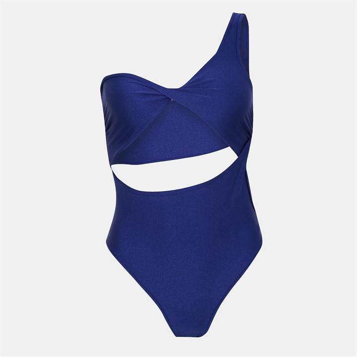 Jack Wills High Shine Asymmetric Swimsuit Cobalt