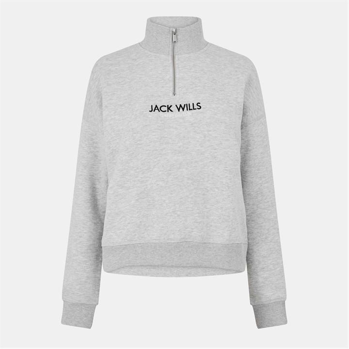Jack Wills Honeylane Half Zip Sweatshirt Grey Marl