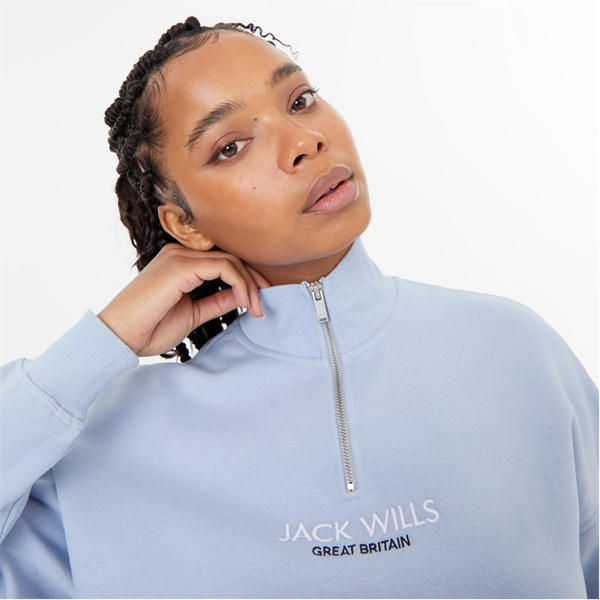 Jack Wills Honeylane Half Zip Sweatshirt Soft Blue