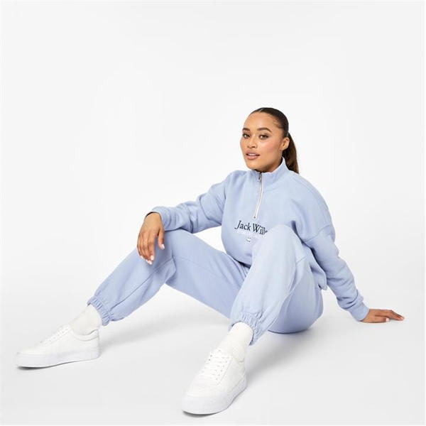 Jack Wills Honeylane Half Zip Sweatshirt Soft Blue