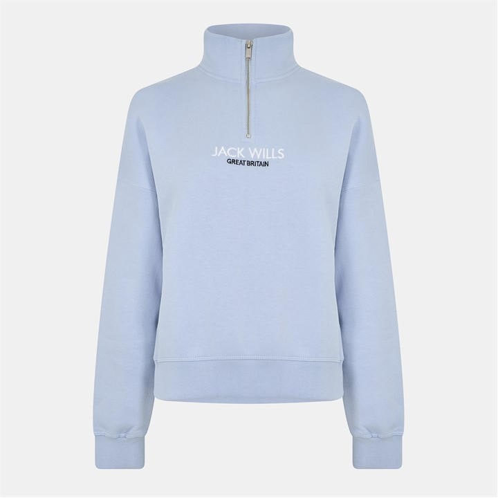 Jack Wills Honeylane Half Zip Sweatshirt Soft Blue