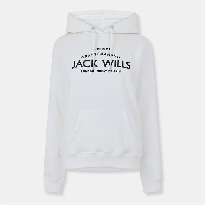 Jack Wills Hunston Graphic Logo Hoodie Vintage White