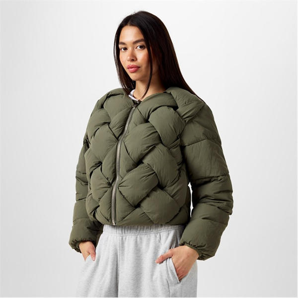 Jack Wills Interwoven Puffer Jacket Light Khaki