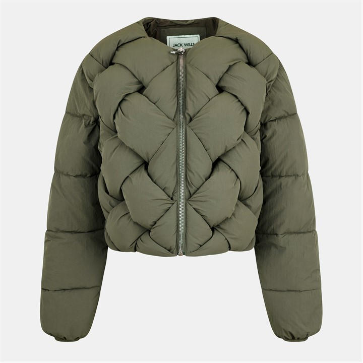 Jack Wills Interwoven Puffer Jacket Light Khaki