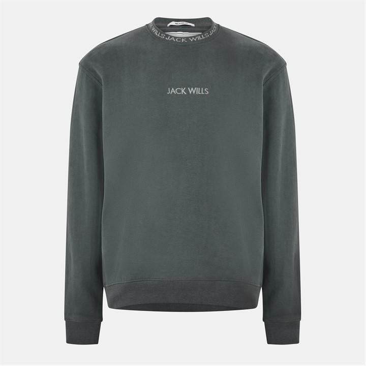 Jack Wills Jacquard Crew Sweatshirt Mens Slate