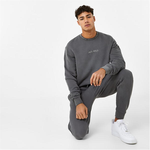 Jack Wills Jacquard Crew Sweatshirt Mens Slate
