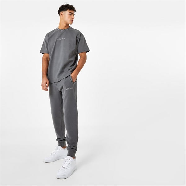 Jack Wills Jacquard Logo Joggers Mens Slate