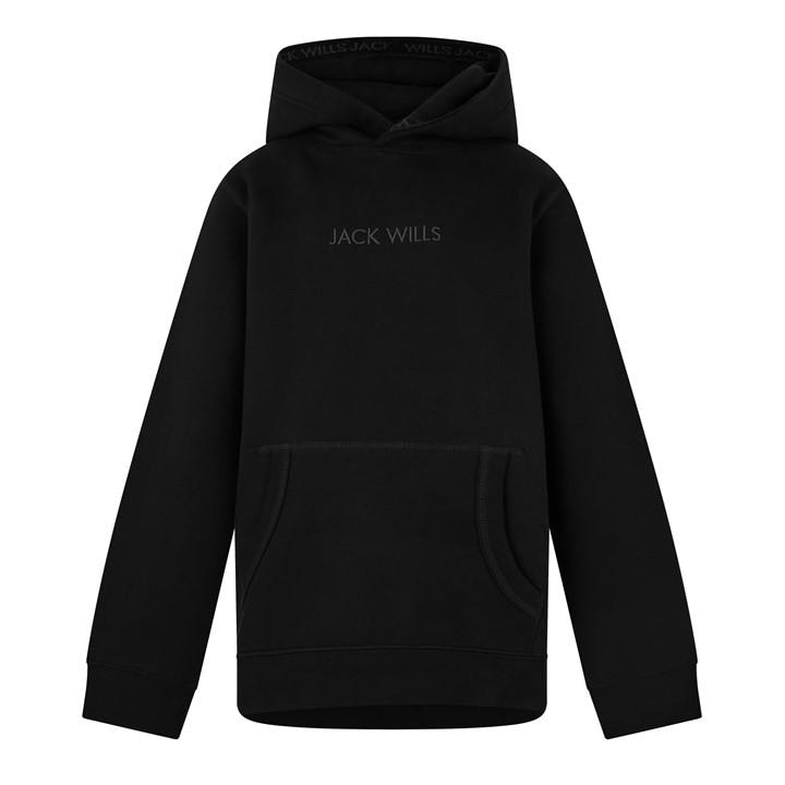 Jack Wills Jaquard Hoodie Juniors Black