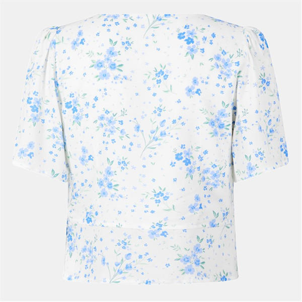 Jack Wills Keyhole Blouse White Ditsy