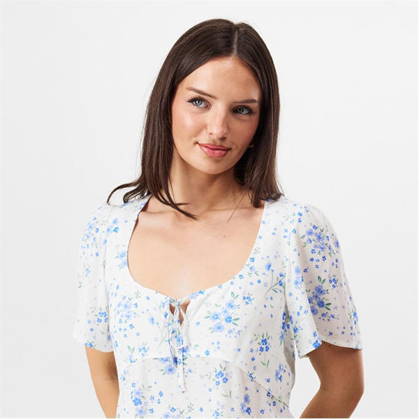 Jack Wills Keyhole Blouse White Ditsy