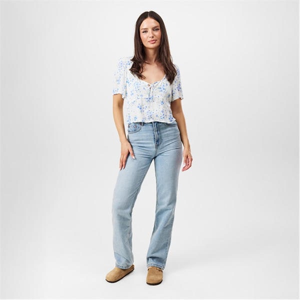 Jack Wills Keyhole Blouse White Ditsy