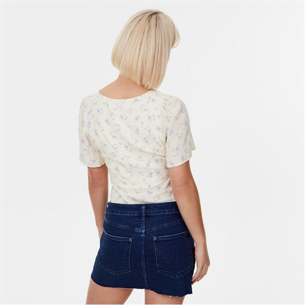 Jack Wills Keyhole Blouse White Print