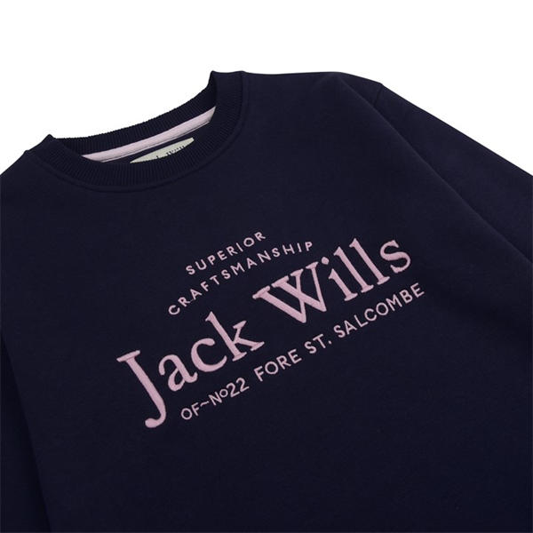 Jack Wills Kids Girls Script Crew Neck Sweatshirt Navy
